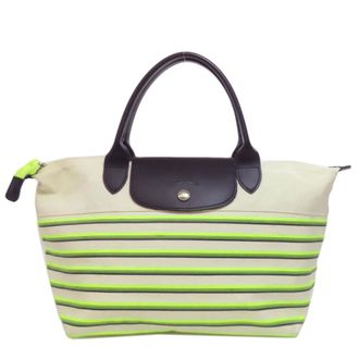 Longchamp Navy yellow Nylon Canvas Leather Handbag (Pre-Owned)