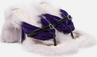 Burberry Step Post Shearling-trimmed sandals