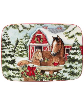 Certified International Homestead Christmas Rectangular Platter Small