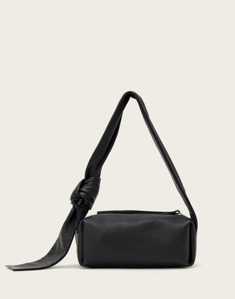 AllSaints Effie borsa a spalla in pelle con nodo nera-Nero