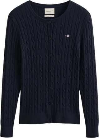 GANT Rondgebreide trui - Dames - Ronde hals truien - Blauw - M - Truien & Vesten