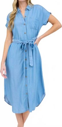Blu Pepper Deirdre Midi Shirt Dress In Pale Blue Chambray