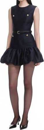 Self Portrait Taffeta Mini Dress In Navy