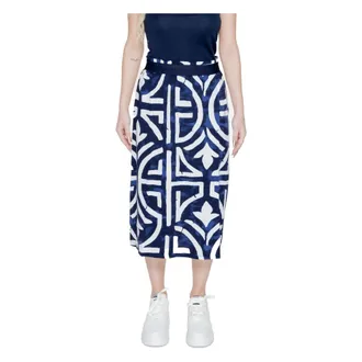 Street One Gedrukte Viscose Rok - Dames - Rokken - Blauw - Maat: 3XL Viscose