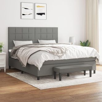 vidaXL Vidaxl - Cama Box Spring Con Colch&oacute;n Tela Gris Oscuro 160x200 Cm