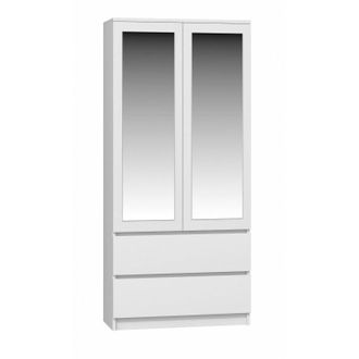 Topeshop Turin - Armario De 2 Puertas Con Espejo Estilo Dormitorio Moderno - 90x50x180 - 2 Cajones