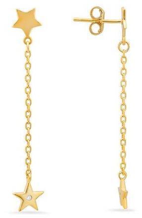 Queen Jewels Sterling Silver CZ Star Dangle Linear Drop Earrings in Gold at Nordstrom Rack