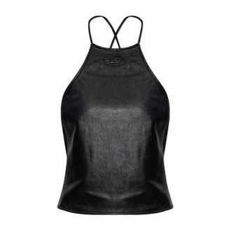 Diesel Sleeveless Tops, female, Black, Size: 2XS L-Luvy Leather Top
