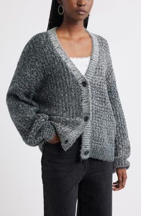 Treasure & Bond Textured V-Neck Cardigan in Grey Black Combo at Nordstrom Rack, Size X-Large