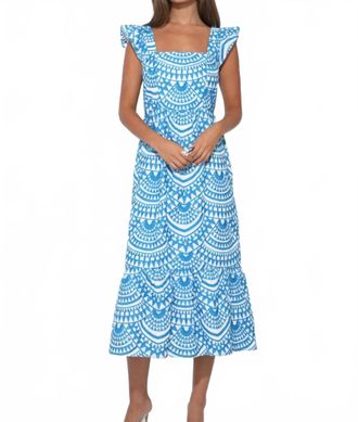 Adelyn Rae Sadie Midi Dress In White Denim Blue