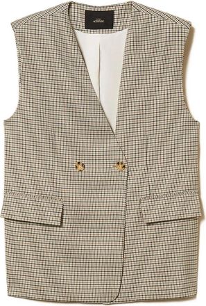 Twin-Set Gilet doppiopetto in pied-de-poule - Toni neutri