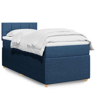 vidaXL Cama Box Spring Con Colch&oacute;n Tela Azul 90x200 Cm Vidaxl