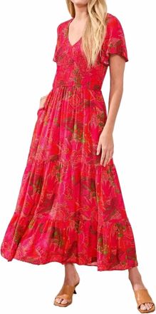 Tribal Womens Ruched Top Maxi Dress In Sangria