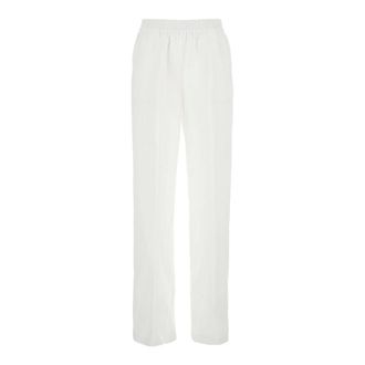 Eleventy Straight Trousers, female, White, Size: 3XS Linen Elastic Waist Pants