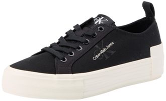 Calvin Klein Jeans Womens Flatform Low Top Vulcanised Trainers, Black (Black/Creamy White), 5