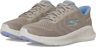 Skechers Womens Go Walk Now Khloe Slip-On Sneakers, Taupe Textile/Light Blue Trim, 7 UK