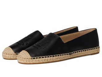 Lauren Ralph Lauren Cameryn Nappa Leather Espadrille Womens Slip on Shoes Black : 6.5 B - Medium