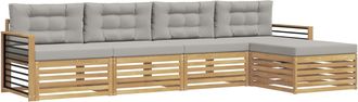 vidaXL Conjunto De Sof&aacute;s De Exterior 5 Uds. Blanco Y Gris Claro Vidaxl
