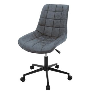 ML Design Ml-design - Silla De Oficina Antracita Asiento De Imitaci&oacute;n De Cuero Armaz&oacute;n De Metal Sill&oacute;n Tapizado Con Respaldo Regulable En Altura Giratorio 360&deg; 