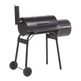 Beliani Beliani - Barbacoa De Carb&oacute;n De Metal Negro Tapa Rejilla De Cocci&oacute;n Ruedas Term&oacute;metro Parrilla Jard&iacute;n Katla