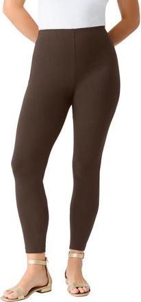 Roaman's Plus Size Essential Stretch Ankle Length Pull On Legging in Chocolate at Nordstrom, Size Large