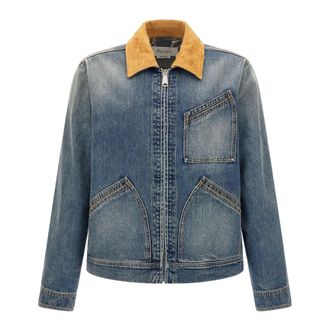 Alexander McQueen Suede Denim Jacket - male - Alexander McQueen - Denim Jackets - Blue - M - Jackets
