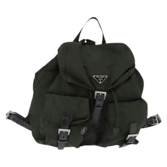 Prada Pre-owned Backpacks, female, Green, Size: ONE SIZE Pre-owned Nylon Backpack