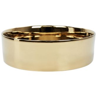 Beliani Beliani - Lavabo Sobre Encimera Ba&ntilde;o Cer&aacute;mica Redondo Dorado 40 X 40 Cm Tebar