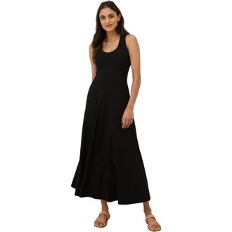 Pact Organic Cotton Fit & Flare Open Back Maxi Dress in Black at Nordstrom, Size Medium