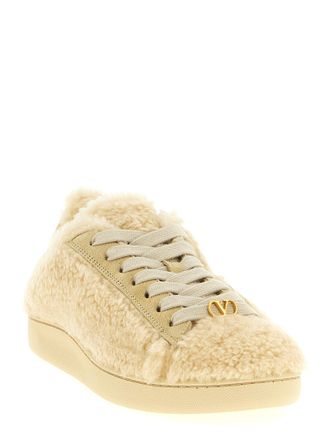 Valentino Garavani Womens Beige Wool Sneakers