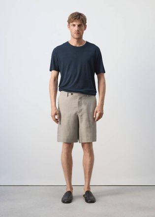 Mango Maglietta misto lino slim-fit navy - Uomo - S - MANGO MAN