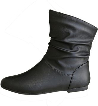 Generic Fall Shoes,Slouch Boots for Women Flat Ankle Boots Leather Low Heel Booties Fall Slouchy Booties Casual,Low Top Waterproof Ankle Boot Pull On Comfy Ca