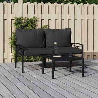 vidaXL Sillas De Jard&iacute;n 2 Uds Acero Con Cojines Gris 62x75x79 Cm Vidaxl