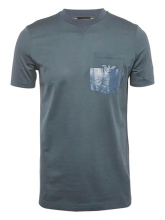 Emporio Armani T-shirt met ronde hals met zak - Blauw
