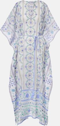 Juliet Dunn Embellished floral cotton kaftan