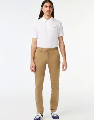 Lacoste Mens Lacoste Mens New Classic Slim Fit Stretch Cotton Trousers - Brown - Size: 32 32