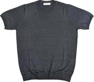Ferrante Blauwe Ronde Hals Zachte Katoen Zijde Jersey - Heren - T-shirts - Blauw - L - Katoen - Tops