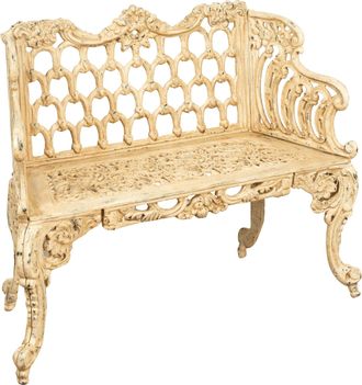 Biscottini International Biscottini - Banco De Jard&iacute;n De Hierro Fundido 112x48x89 Sof&aacute; De Exterior Banco Liberty Con Reposabrazos Silla De 2 Plazas Banco De Hierro