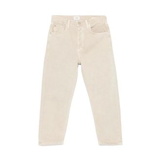 Citizens Of Humanity Beige Knoopsluiting Jeans Klassieke Zakken - Dames - Jeans - Beige - Maat: W26 Katoen