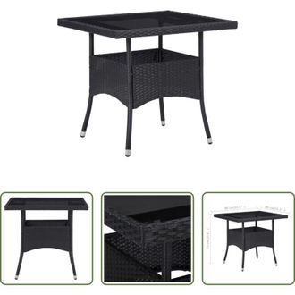 vidaXL Tavolo da pranzo in rattan - Tavolo da Pranzo per Giardino in Polyrattan Nero e Vetro