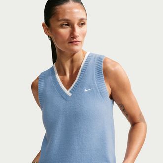 Nike Womens Nike Sportswear Chill Knit Loose Sweater Vest in Blue | IM5522-486