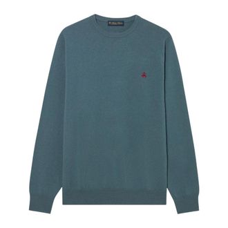 Brooks Brothers Truien & Vesten, Heren, Blauw, XL, Wol, Lamswol trui met ronde hals en logo