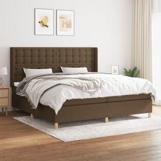 vidaXL Vidaxl - Cama Box Spring Con Colch&oacute;n Tela Marr&oacute;n Oscuro 200x200 Cm