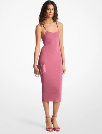 Michael Kors Ribbed Chain-Strap Midi Dress