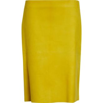 Ferragamo Nubuck Pencil Skirt in Antique Yellow at Nordstrom, Size 4 Us