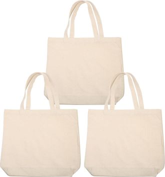 Cabilock 3 Pcs Large Canvas Tote Bags Blank Reusable Grocery Storage Pouches with Soft Handles Lightweight Foldable Household Carry Bags for DIY Painting and E