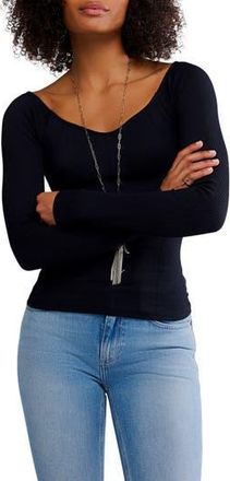 Free People Rib Long Sleeve Top in Black at Nordstrom Rack, Size X-Small/small
