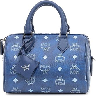 MCM Mcm Ella Vi Boston Bag In Visetos Blue