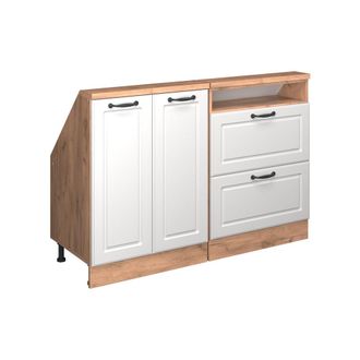 Vicco Armario De Cocina Para Techo Inclinado R-line, Casa De Campo Blanca/roble Dorado, 120 Cm Lote De 2, Vicco