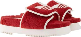 Gucci Monogram Slide - Dames - Sandalen - Rood - 34 EU - Katoen - Schoenen